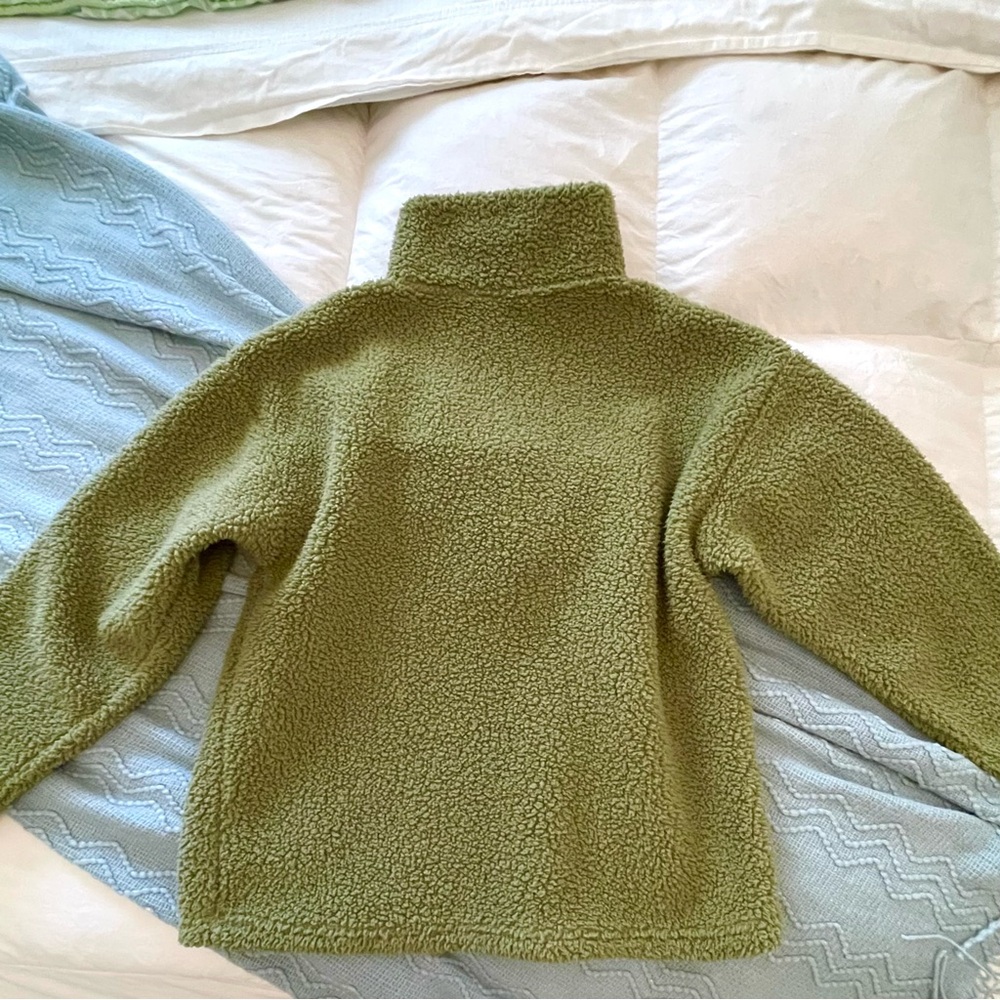 Disney Winnie the Pooh Fuzzy Green Sherpa Quarter Zip Pullover Sweatshirt - Picture 4 of 13